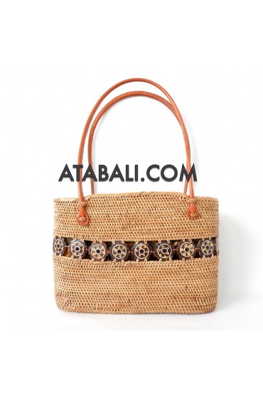 Ata rattan women bag with coco wood